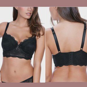 NWT $64 Freya [ 34H ] Fancies Full Figure Longline‎ Underwire Bra in Black